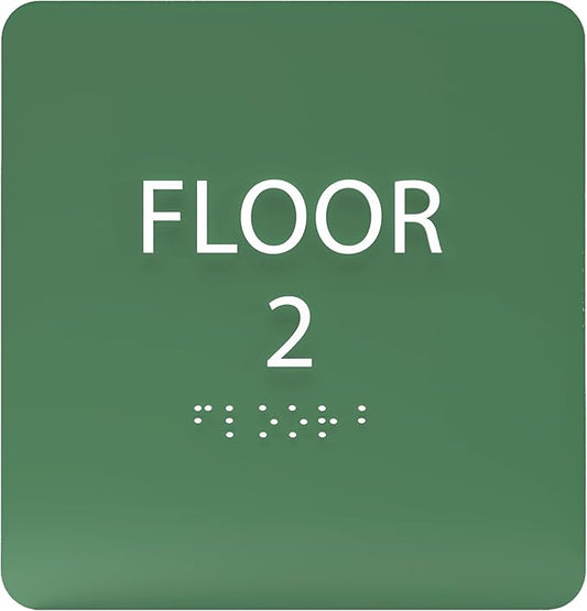 Spruce ADA Floor 2 Sign with Braille – Made from Durable Acrylic and Ready to Mount