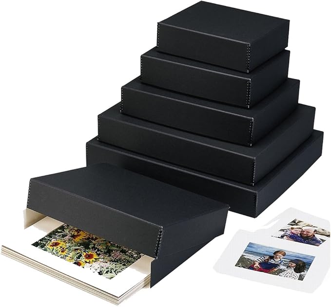 Lineco, Museum Archival Drop-Front Storage Box, Acid-Free with Metal Edges, 9 X 11 3 inches, Preserve Photos Documents Prints and Old Paper, Black