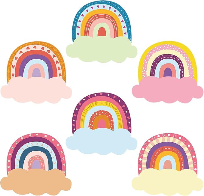 Henoyso 108 Pcs Rainbow Name Tags for Classroom Desks Colorful Boho Plates Students Name Labels Adhesive Desk Plate Board Decoration for Classroom Teacher Back to School Party Decor