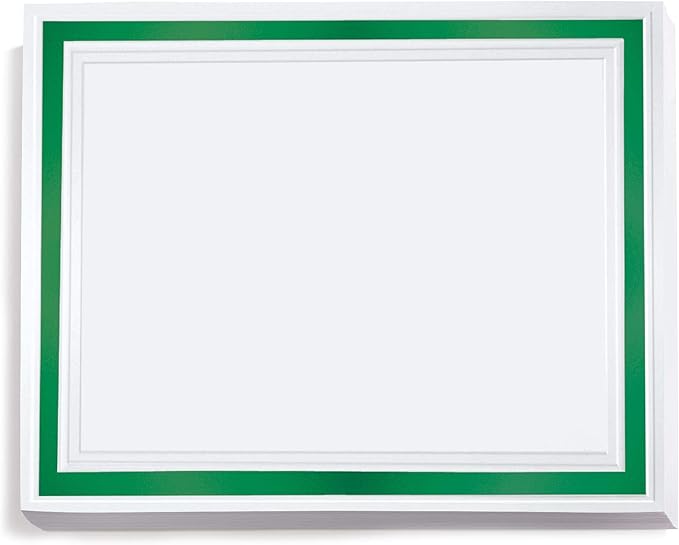 PaperDirect Pristine Specialty Certificates, 50 Sheets of 38lb White Paper, 8½" x 11", Green Bold Foil Border, Perfect for Awards, Students, Employees, Volunteers, Course Completion, Diplomas