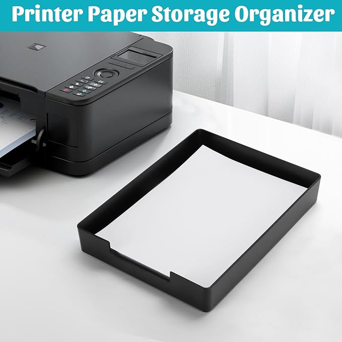 AZFUNN Letter-Size Tray Desk Letter Tray Paper Tray, Sturdy Heavy-Duty Plastic Printer Paper Tray, Single-Tier Stackable File Storage Organizer for Office Home (1, Black)