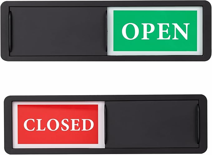 Open Closed Door Sign, Sliding Reversible Door Indicator Sign for Office, Storefront, Salon, Restroom, Studio, Home Office – Red Green Privacy Signs