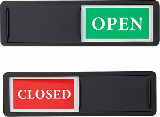 Open Closed Door Sign, Sliding Reversible Door Indicator Sign for Office, Storefront, Salon, Restroom, Studio, Home Office – Red Green Privacy Signs
