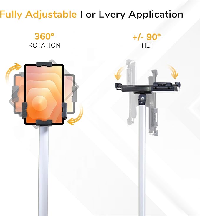 Mount-It! iPad Kiosk Stand, Anti-Theft Floor Stand with Lock, Height Adjustable Universal Tablet Kiosk for 7.9–11 Inch Tablets, Secure Commercial Tablet Stand for Retail & Business