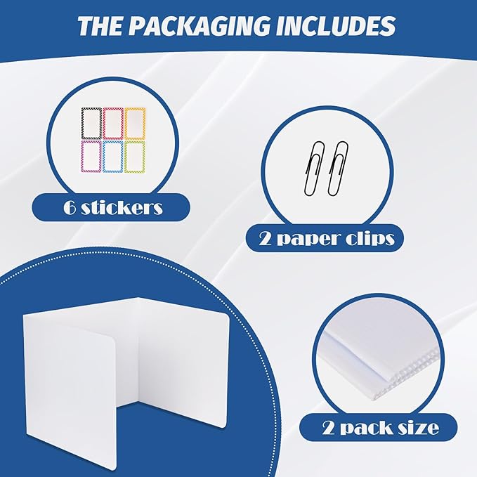 ZYINOZOC 2 Pack Desk Dividers for Students,3-Fold Privacy Screens,Testing Dividers for Classroom Waterproof,Plastic Easy Clean Privacy Shields for Student Includes Extra Labels