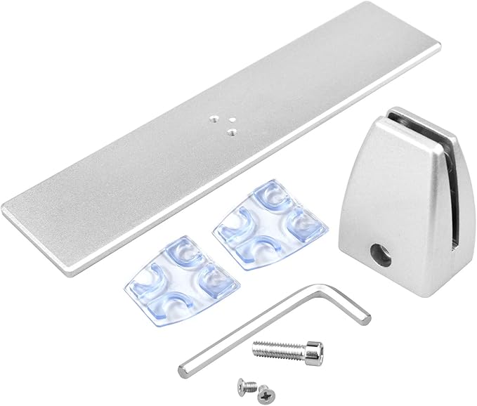 4 Pack T Shaped Office Desk Partition Clamp, Aluminum Sneeze Guard Bracket Support, Silver