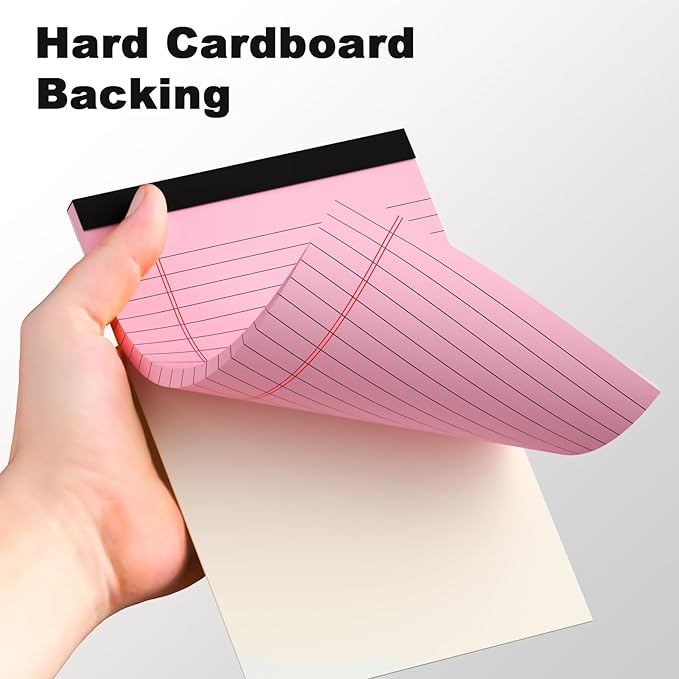 AILZFEI 6pcs Small Note Pad 5x8 College Ruled Pink Legal Pads Paper Notepads 6 Pack Study Back Writing Pads 5 x 8 Legal Pads Perforated Narrow Ruled Pads of Paper Pink