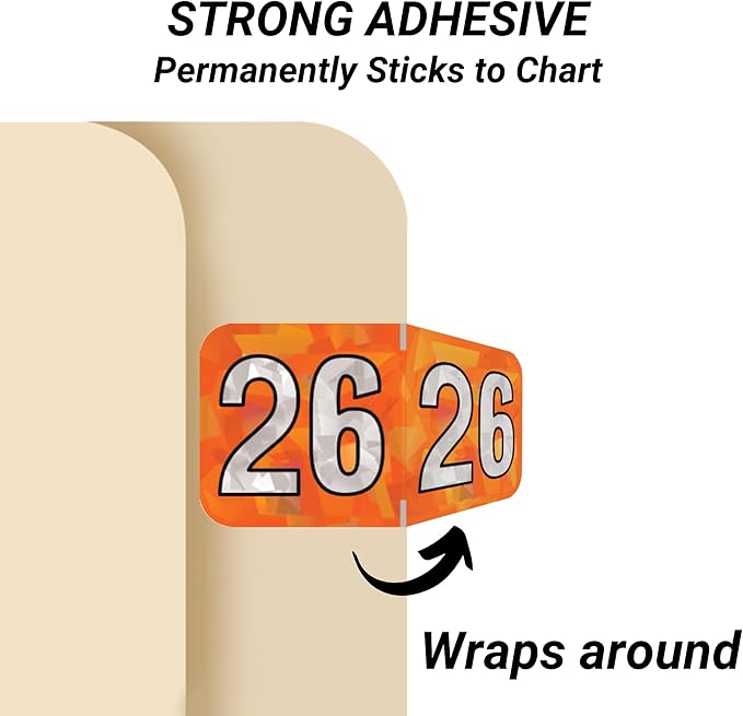 2026 Year Labels, Doctor Stuff 2026 Chart Stickers, Holographic Orange Colored, USA Made Year Label for End Tab File Folders, 500 Labels per Roll, 1 Roll, 3/4" x 1-1/2"
