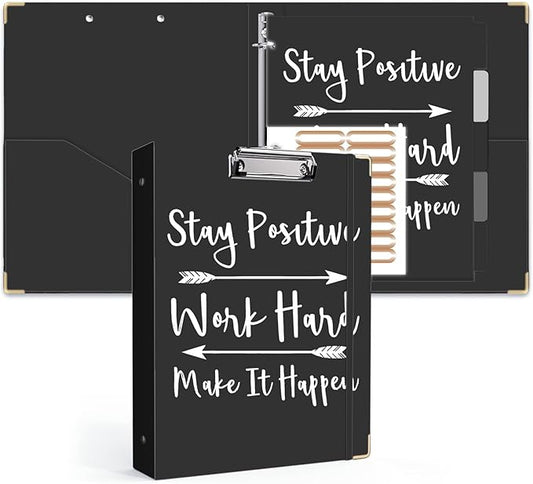 Lateefah 3 Ring Binder, 1 Inch Binder Organizer for Letter Size(8.5'' x 11'') with 5-Tab Dividers and Pockets, File Folders with Low Profile Clipboard for Office, School Supplies