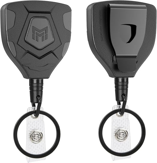 MNGARISTA Heavy Duty Retractable Keychain with Belt Clip, ID Badge Reel Key Chain, Badge Holder with 31.5' Steel Cord and Key Ring, 9.0oz, 2-Pack