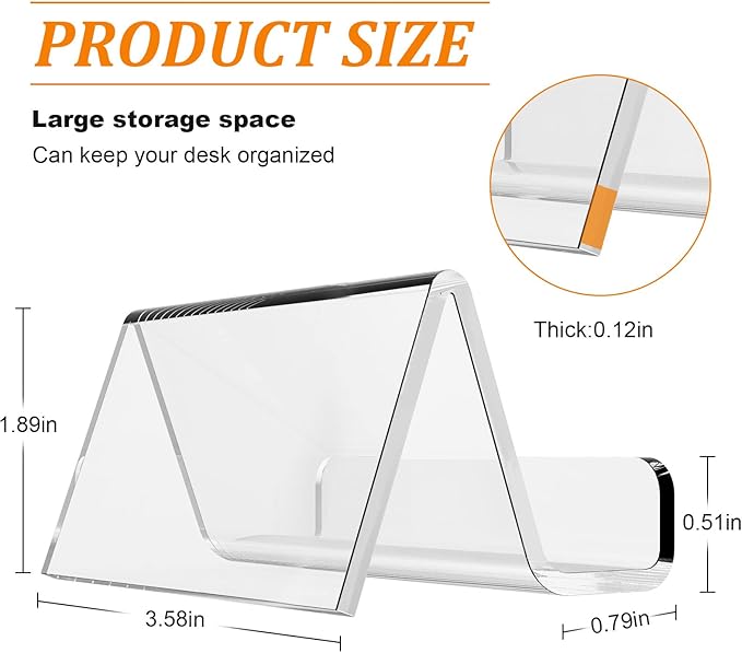 EMOMAS Acrylic Business Card Holder for Desk, Business Card Stand Desktop Business Card Holders for Exhibition，Office Acrylic Business Card Stand Display ，Capacity: 50 Cards （3 Pack）…