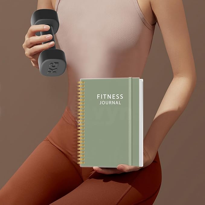 Fitness Journal for Women & Men - A5 Workout Journal/Planner Daily Exercise Log Book to Weight Loss, Gym, Muscle Gain, Bodybuilding Progress - Daily Personal Health & Wellness Tracker, Spiral-Bound, 5.8" x 8.3", Green