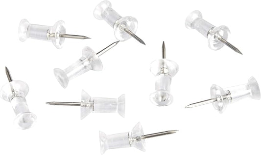 Amazon Basics Push Pins Tacks, Steel Point, Clear Plastic Head, for Bulletin Board, Maps, Posters, and Craft Projects, 200-Pack