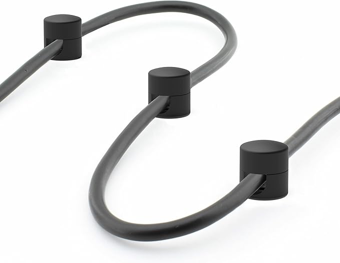 ICONIT Cable Anchors for Desk Organization Black | Premium Aluminum Cord Organizers | Charger + Cable Management Clips for Home & Office | Stylish, Sturdy, & Functional | (3 Pack)