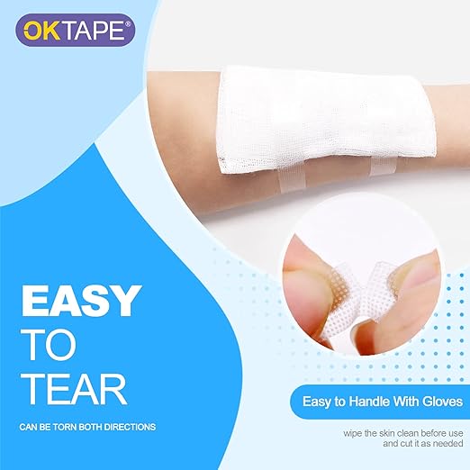 OK TAPE OKPore Transparent Medical Tape (Pack of 24) - First Aid Surgical Tape Hypoallergenic and Breathable for Wound Dressing Care, Latex Free, 0.5in x 10yds