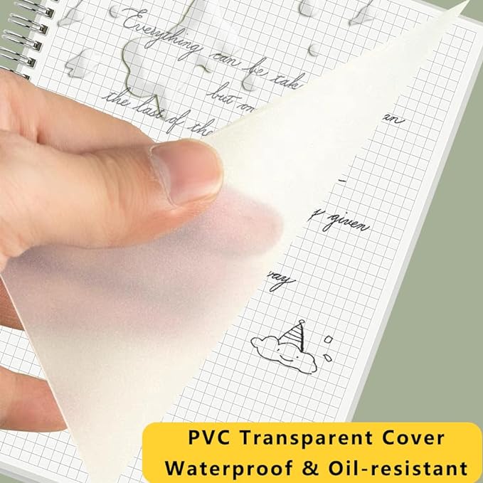 WRENBEN 120gsm Graph Paper Composition Notebook A5 Spiral Notebook 160 Pages Per Hardcover Grid Notebooks 5.7 x 8.3 Inches (4 Pack)