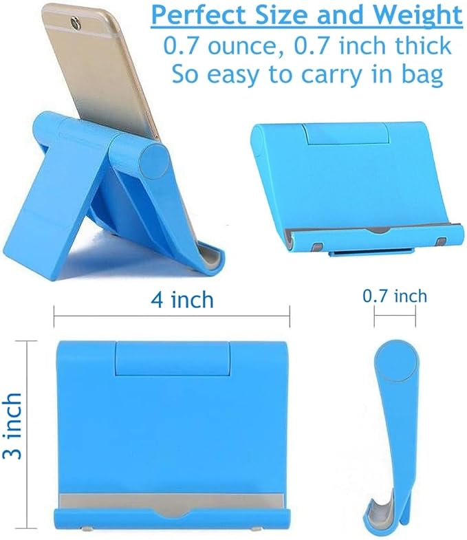 JUSDIQIR Cell Phone Stand for Desk Foldable Cell Phone Holder Desk Tablet Holder Mobile Phone Dock, Multi-Angle Universal Adjustable Tablet Dock Compatible with Most Cell Phones (Blue)