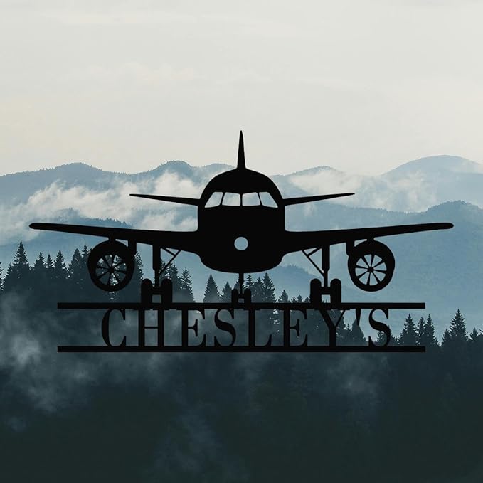 Personalized Metal Airplane Wall Art, Airplane Name Sign, Customized Pilot Name Sign, Airplane Hangar Sign Decor, Aviation Home Office Decor, Large Outdoor Decor, Pilot Gifts, Aircraft Lovers Gift