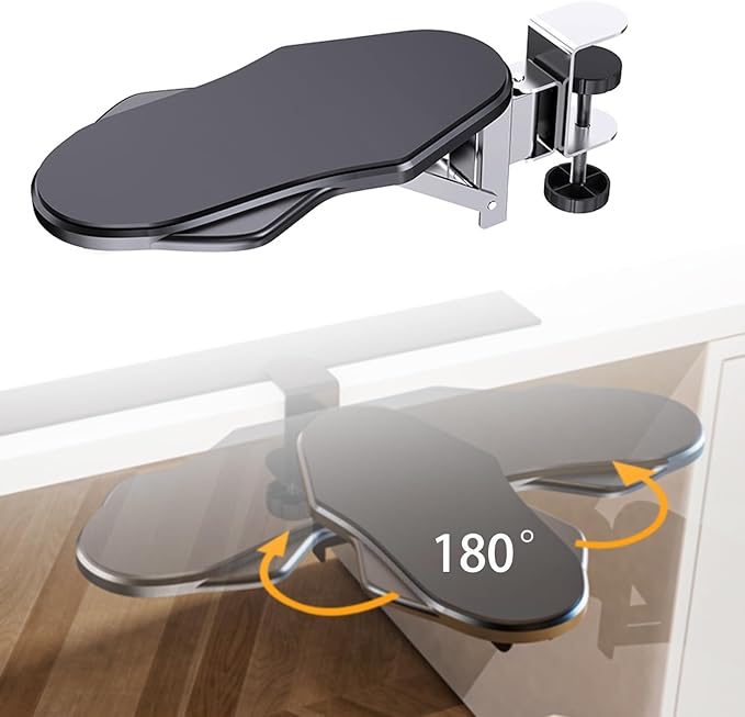 Miocololy Computer Adjustable Ergonomic Arm Rest for Desk, 180° Rotating and 90° Folding Arm Support, Suitable for Office and Home Use