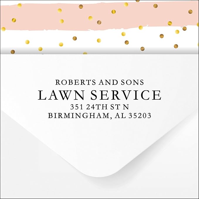 PrettySweetParty Self Inking Return Address Stamp - Custom 4 Line Personalized Address Stamp for Envelopes, Wedding Invitations, Business, Mailing Labels, Black Ink (All Serif)