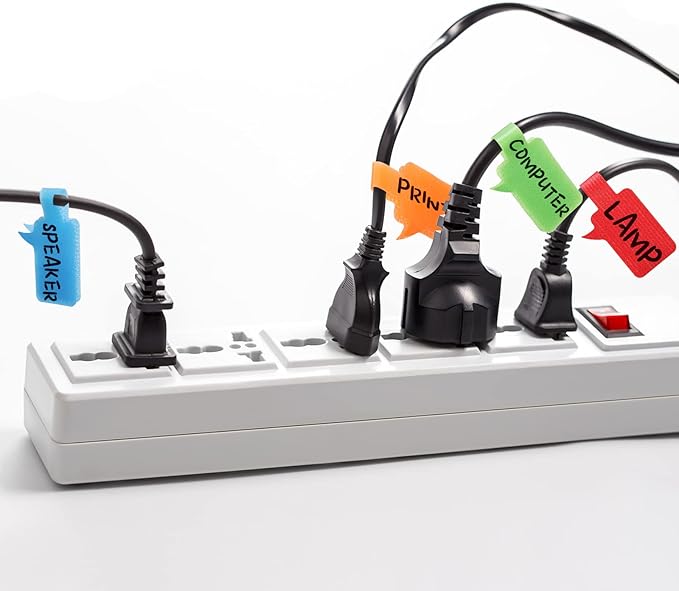 50 Pieces Cable Labels Multi Color Cord Wire Labels, Cable Tags and Wire Tags for Management and Classify for Electronics, Computers and More(Simple Style)