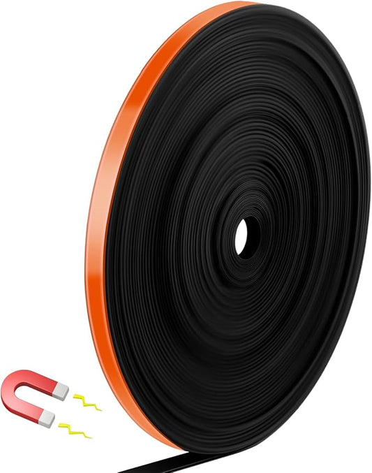 AmazingSpark Magnetic Tape Roll Thin Strips, 0.39 Inch x 66 Feet Magnetic Board Dividers Whiteboard Graphic Decorative Tape Marking Line for Classroom Office Art Accessories(Orange)