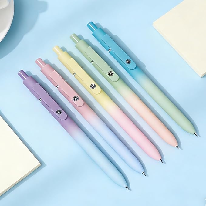 Easter Basket Essentials, Easter Basket Stuffers, 5PCS 0.7mm Gel Pens Black Ink Fine Point Pens With Smooth Writing, Gradient Color Cute Pens for Journaling Note Taking, Easter Gifts for Men Women