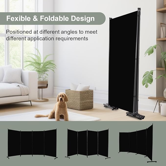 Room Divider 6FT 4 Panel Privacy Screen, 136'' Wide Fabric Indoor Room Divider Wall Divider for Room Separation, Portable Room Partitions and Dividers Freestanding Temporary Wall Room Separators