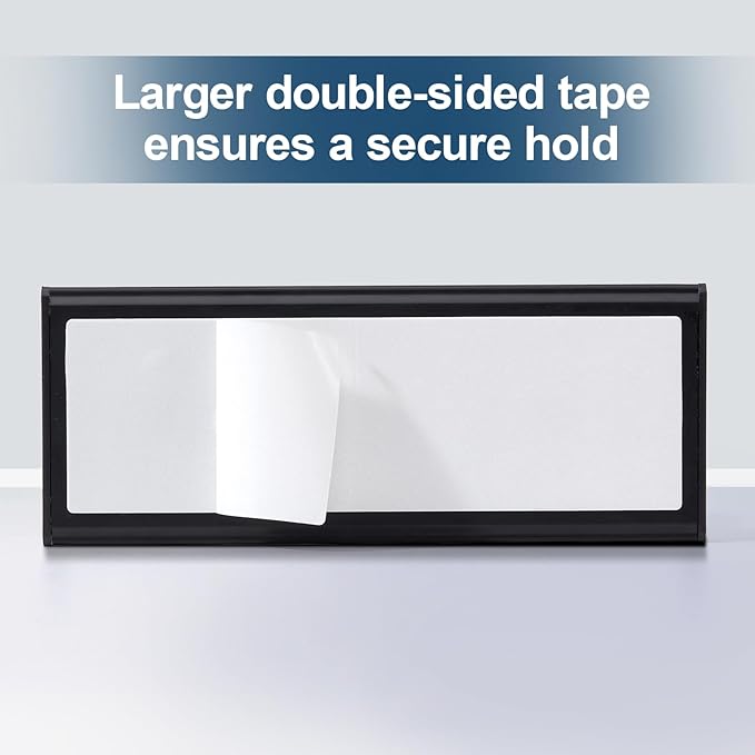 Plecterco 4 Pcs Office Door Signs - 8" x 3" Curved Name Plate Holders for Office, Wall-Mount Door Signs with Plastic Film and Adhesive Tape (Silver) (4, Silver)
