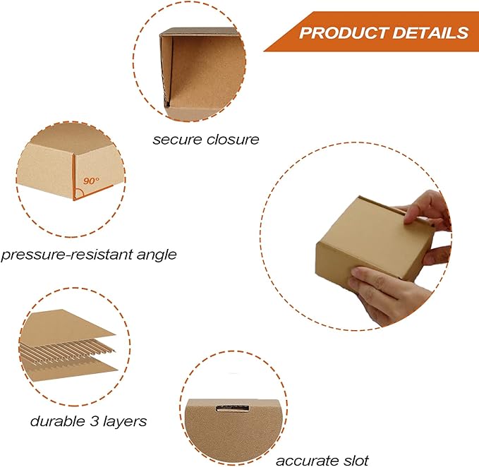 PHAREGE 4x4x2 inch Shipping Boxes Bulk 25 Pack Brown, Tab Lock Tuck Top Mailer Boxes for Packaging Small Business, Small Cardboard Gift Boxes for Wrapping Mailing Present