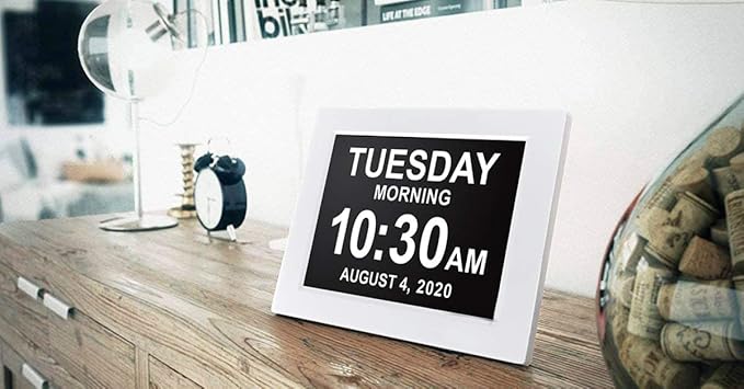 American Lifetime 【New 2025】 Dementia Digital Clock for Seniors, Large Display with Custom Alarms, Clock with Day & Date for Elderly, Large Number Digital Clock White