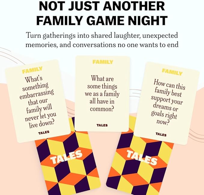 TALES 150 Conversation Cards, Family Edition, for Families, Adults, Teens, and Kids, Family Dinners, Game Nights, and Gatherings, Prompts for Meaningful Connections
