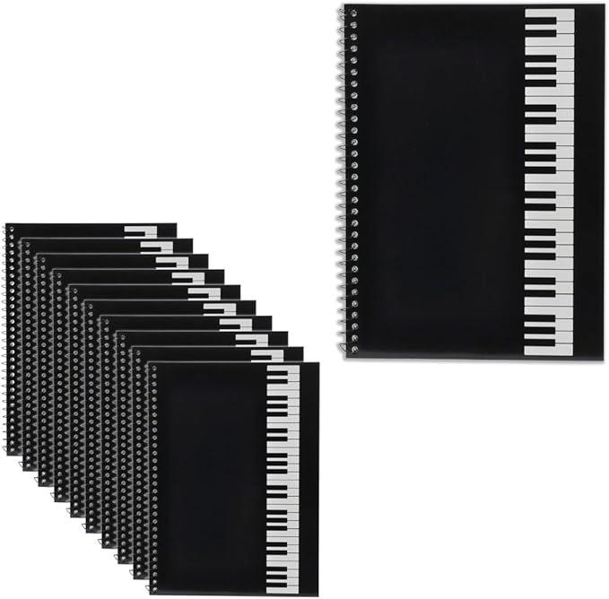 10 Pcs Music Notebook,Music Staff Notebook,50 Sheets/100 Pages Blank Sheet Music Notebook,Music Manuscript Paper,Manuscript Paper Notebook,Spiral NotebookMusic Writing Composition Notebook (10 Pcs Piano Keyboard Black)