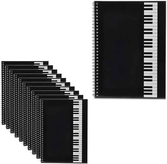 10 Pcs Music Notebook,Music Staff Notebook,50 Sheets/100 Pages Blank Sheet Music Notebook,Music Manuscript Paper,Manuscript Paper Notebook,Spiral NotebookMusic Writing Composition Notebook (10 Pcs Piano Keyboard Black)