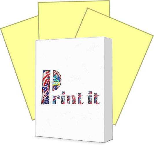 Print It - Vellum Bristol Colored Cardstock Cover Paper, 67 Lb, 8.5" X 11”, Heavyweight Colored Cardstock for Crafts, School, Invitations, And Office Use - Decoration Drawing 250/Case-Canary
