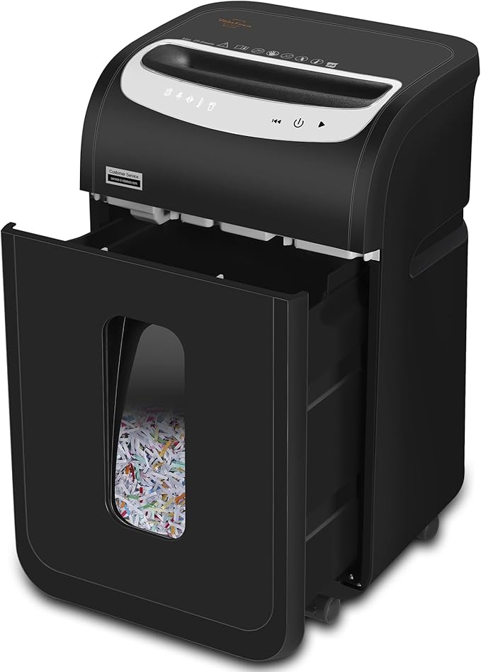 VidaTeco Paper Shredder for Home Office Heavy Duty with 60 Mins Running with US Patented Cutter,Shred CD/Card with Extra Large Bin,AUTO Jam Proof(ETL) (25-Sheet Cross Cut)