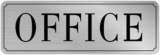 The Office Door Sign for Home and Business，Self-Adhesive Waterproof and Fade-Resistant Modern Brushed Silver Office Sign Sticker for House，Business，Door, Window（Silver）