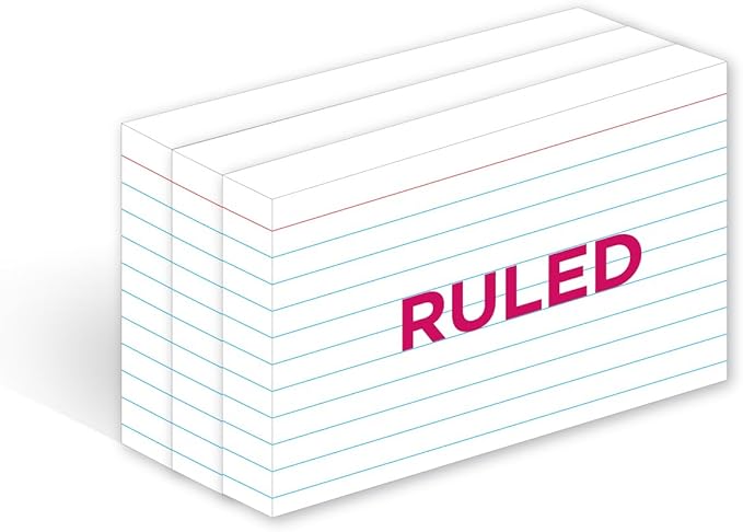 KAISA Lined Index Card 3"x5" Index Cards Flashcards, 2400 Count Ruled on Front, Blank on Back Index Cards, White 24 pack of 100 Shrink, Made in the USA