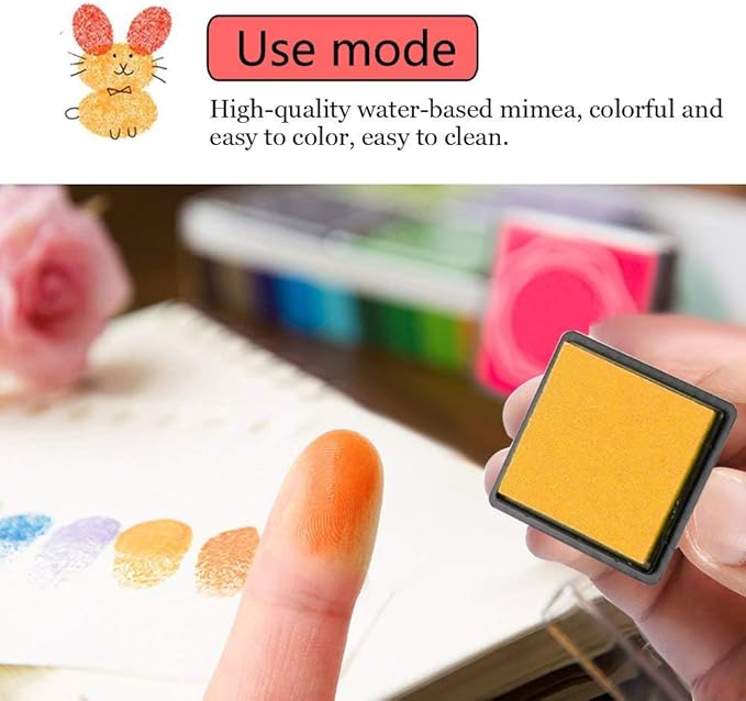 GTLZLZ Ink Pads for Kids, 20 Colors Craft Ink Pad, Washable Finger Ink Pads for Stamps, Paper, Scrapbooking, Wood Fabric