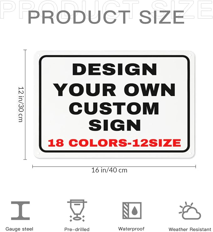 Custom Outdoor Metal Personalized Sign With Your Photo, Text, Logo - Decorative Wall Sign for Business, Workplace, Office, Home