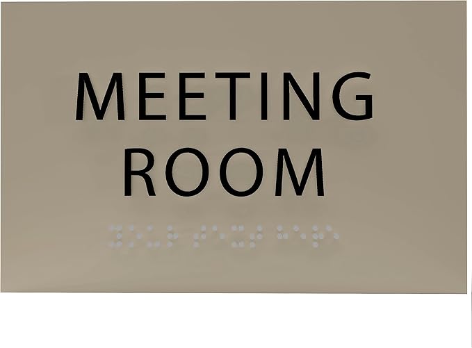 ADA CENTRAL SIGNS - 6" X4" Meeting Room Sign - ADA Compliant Tactile Graphics Grade 2 Braille Text Acrylic Wall Sign | Privacy, Interview, Room Name Sign for Schools, Hospitals, Offices, & Apartments