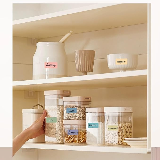 STARLIBOO Removable Freezer Labels, 1x2 Inch Color Coding Removable Label for Food Containers, 360 Freezer Stickers Tape to Write on/Waterproof (8 Colors Morandi)