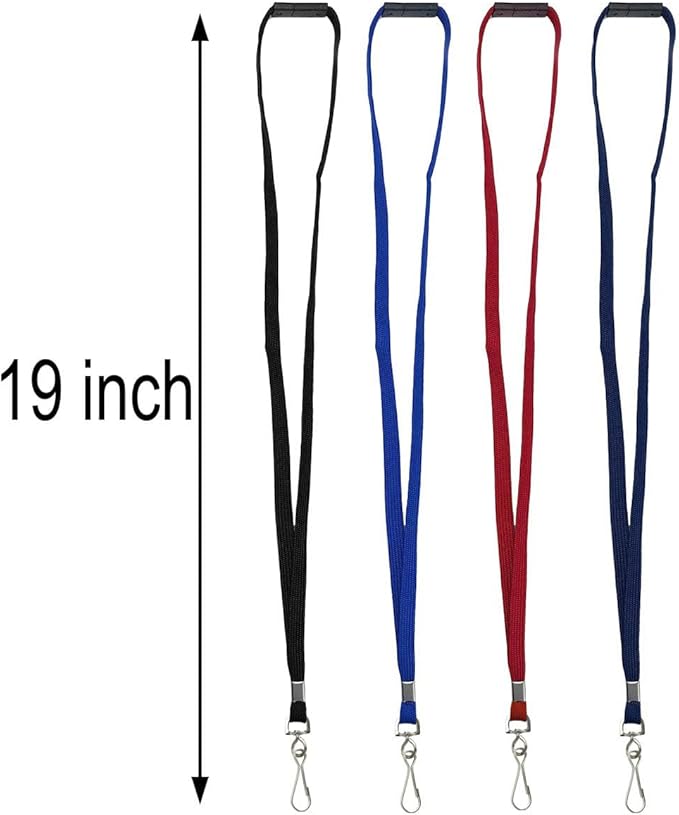 Bird Fiy Lanyards Safety Black Lanyards Neck Flat Premium Breakaway Badge Lanyard with J-Hook for ID Nametag Badge Holder (Navy Blue, 50 PCS)