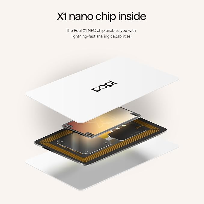 Popl Smart NFC Business Card - Sleek Modern Digital Business Card w/Instant App-Free Sharing - Customizable NFC Cards Compatible w/iPhone & Android (White)