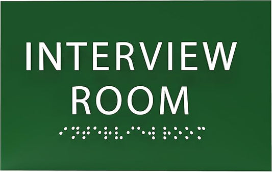 ADA CENTRAL SIGNS - 6" X4" Interview Room Sign - ADA Compliant Tactile Graphics Grade 2 Braille Text Acrylic Wall Sign | Privacy, Meeting, Room Name Sign for Schools, Hospitals, Offices, & Apartments