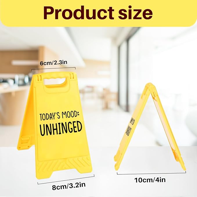 Funny Office Desk Accessories,Motivational Affirmations Office Cubicle Decor,Desk Decor,Phone Holder Mirror Acrylic Table Signs，Daily Desktop Corporate Work Humor Gifts for Coworker Manager(Unhinged)