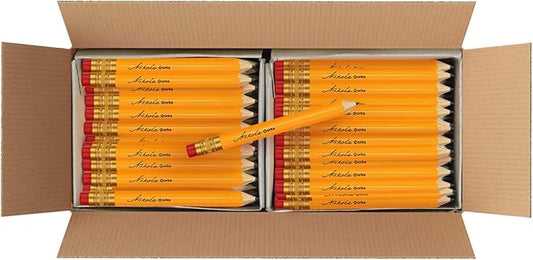 Nikola Works Mini Golf Pencils With Erasers - 192 Count - Classic Pre-Sharpened #2 HB American Pew Pencils Standard Hex Shaped Bulk Pack