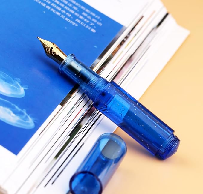 czxwyst Majohn Wancai 2.0 Mini Pocket-Size Eyedropper Fountain Pen (EF Nib 0.38mm, Starry Blue)