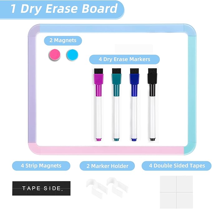 VUSIGN Small White Board Dry Erase, 8.5'' x 11'' Magnetic Dry Erase Board, Mini Whiteboard with Markers for Students, Fridge, Wall, Locker
