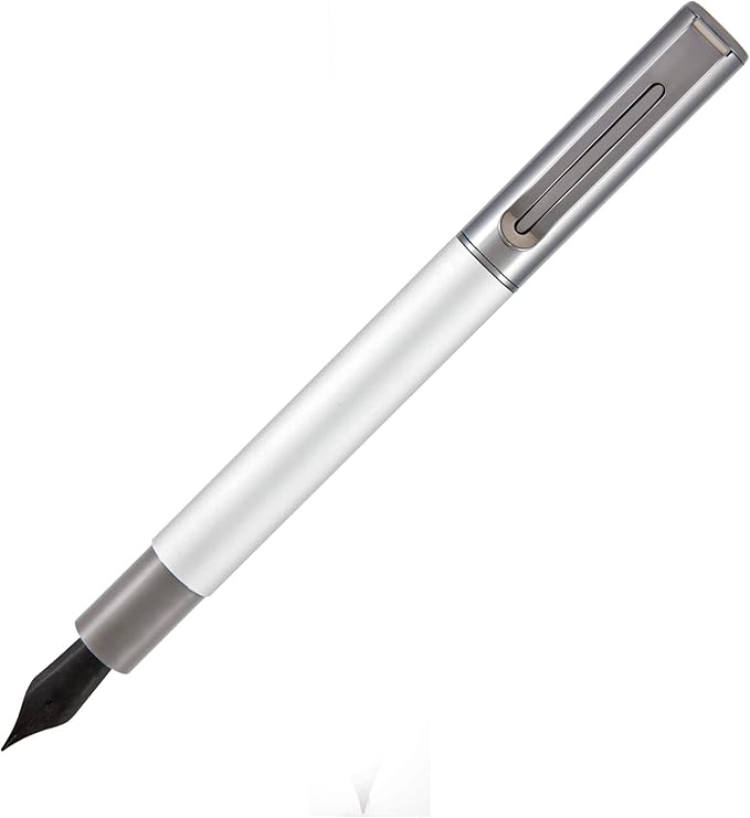 Monteverde USA Ritma Fountain Pen in Silver – Stub Nib, Calligraphy JoWo Stainless Steel, Refillable Ink Cartridge/Converter – Perfect for Artists & Calligraphers